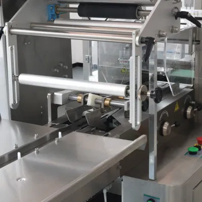 Gas nitrógeno llenado Pan hamburguesa flujo automático de envoltura Bunds Croissant Máquina de embalaje horizontal de donut