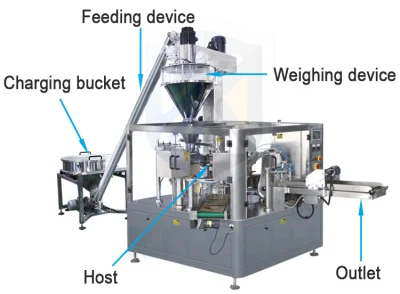 Kl-210 Automática Horizontal de mantequilla de maní en polvo Bolsa Doypack con cremallera de la Junta para rellenar formularios de flujo de envoltura de Embalaje Embalaje la máquina de sellado de llenado