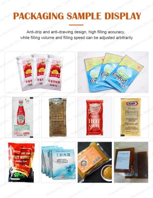 Bolsa de plástico de alimentos líquidos de ketchup de salsa de tomate vertical automatizada Llenado de la máquina de embalaje de sellado