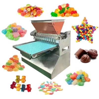 Envasadora automática de relleno Depositante bola Oso suave azúcar menta Jalea Lollipop pequeña máquina de hacer de la vela de oso de la goma dura