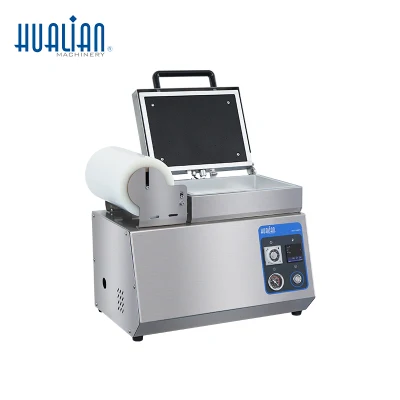 HVT-240ts Hualian pequeño alimento Mapa de carne Bandeja sellador vacío Máquina selladora de envases termoformadora de piel de película