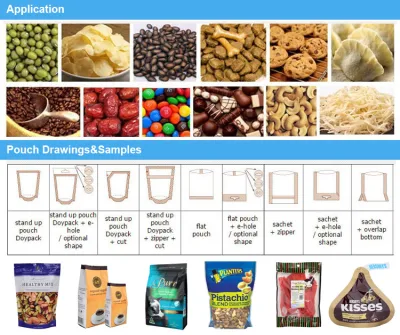 Fechas automáticas arroz Cashew Pistachos frutos secos aperitivos Embalaje de alimentos Bolsa de bolsillo con cremallera máquina de embalaje