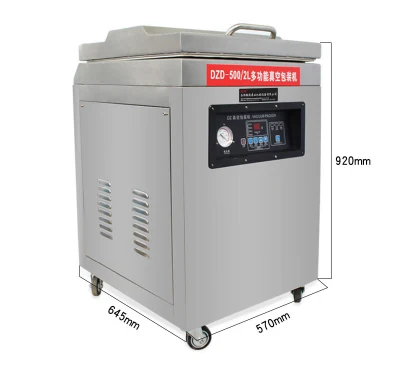 Dz-500 máquina de envasado de sellador de vacío para alimentos de cámara única vertical eléctrico
