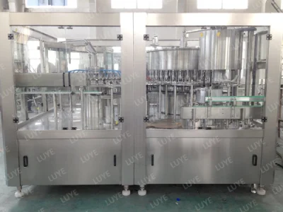 Líquido automático de agua mineral puro zumo de fruta Refrescos con gas embotellado de procesamiento de la máquina de lavado de botellas de vidrio de Pet/Tapadora máquina de envasado y llenado