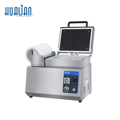 HVT-240ts Hualian pequeño alimento Mapa de carne Bandeja sellador vacío Máquina selladora de envases termoformadora de piel de película