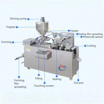 Máquina termoformadora de llenado y sellado para mantequilla de mermelada de miel Máquina de envasado de blíster pequeño