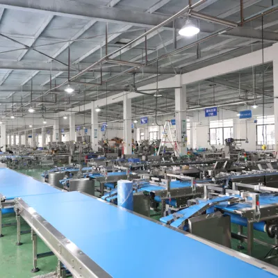 Gas nitrógeno llenado Pan hamburguesa flujo automático de envoltura Bunds Croissant Máquina de embalaje horizontal de donut