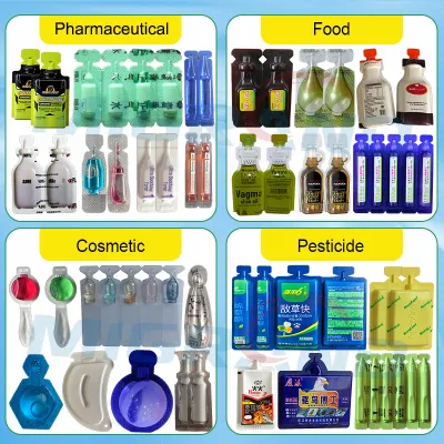 Compuesto monodosis Flor Frutas Vegetal fertilizante líquido máquina de embalaje agroquímico Planta de nutrientes Liquid Vial forming llenado sellado máquina de embalaje