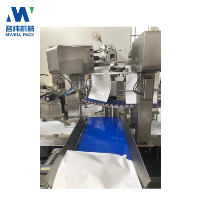 Máquina de envasado automático de alimentos líquidos verticales para envolver, llenar, sellar y empaquetar bolsas preformadas de forma especial para envolver golosinas de gelatina.