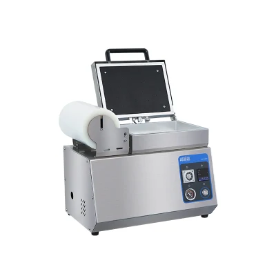 HVT-240ts Hualian pequeño alimento Mapa de carne Bandeja sellador vacío Máquina selladora de envases termoformadora de piel de película