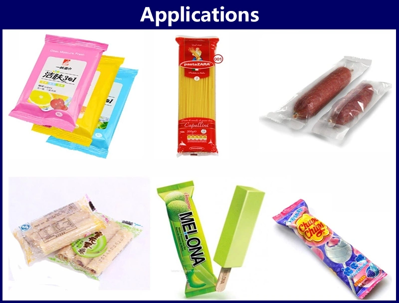 Automatic Pillow Bag Packaging Machinery Bread/ Pen/ Wet Towel/ Soap/ Instant Noodles/ Biscuit/ Popsicle/ Lollipop Food Sealing Packing Machine