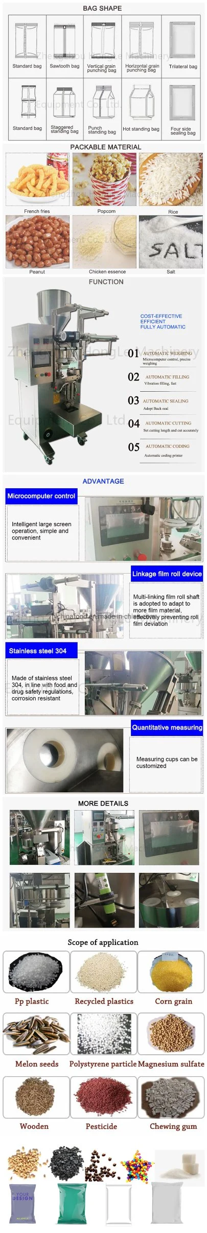 China Filling and Sealing Stainless Steel Frozen Fruits Vegetables Seeds Screw Rice Sugar Packing Machine 1kg 2kg 5 Kilo