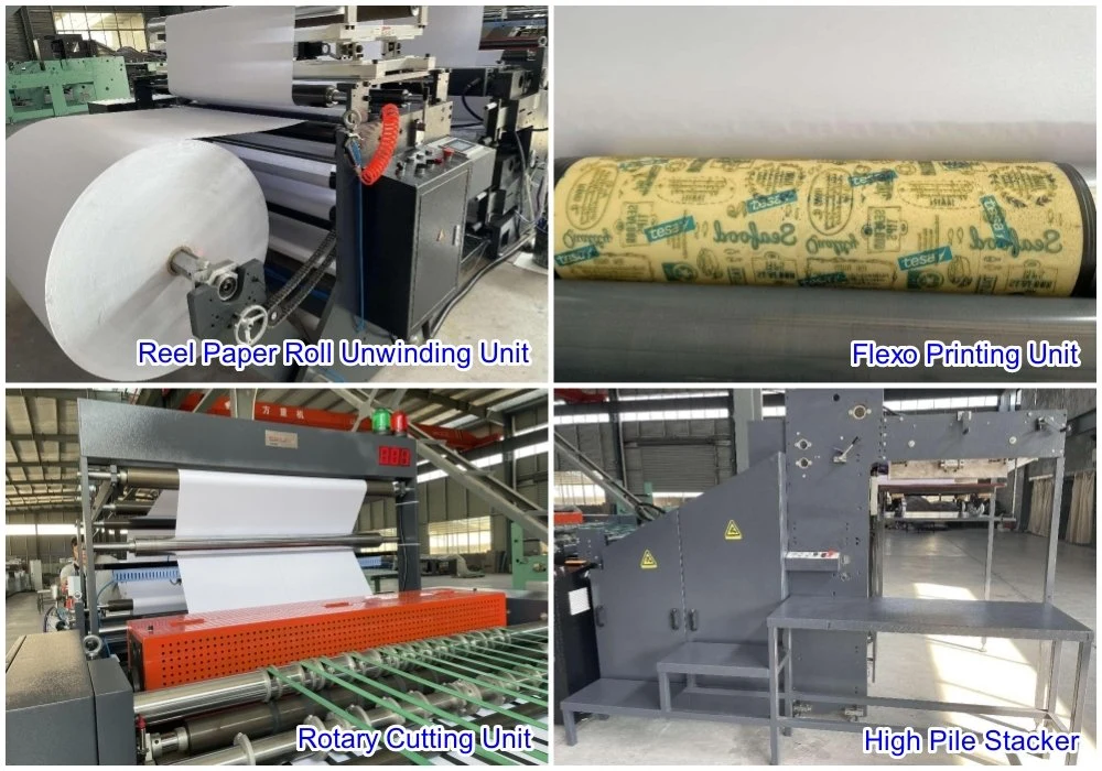 Automatic Roll Paper Flexo Printing Machine for Hamburger Sandwich Fast Food Packaging Bag Paper, Exercise Book Flexographic Printing Ruling with Cross Cutting