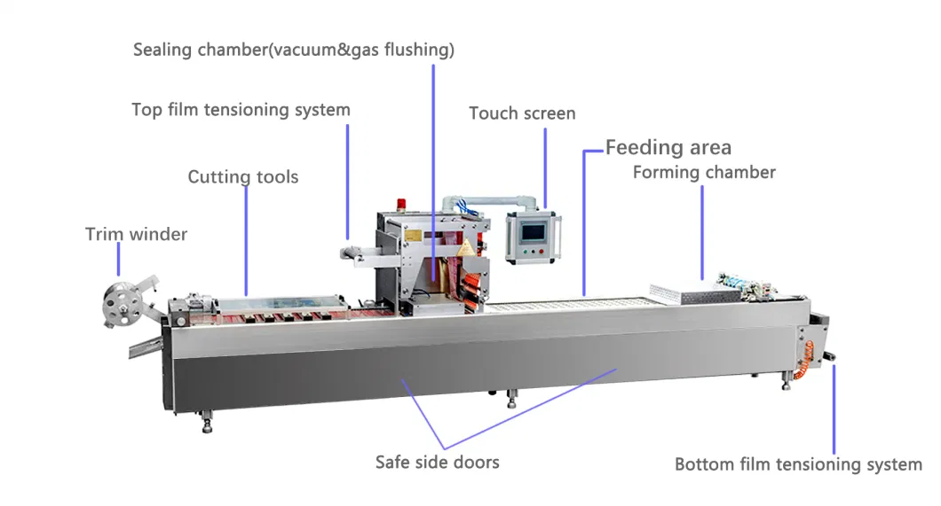 Automatic Film Thermoforming Vacuum&amp; Nitrogen Filling Packing Machine for Fruits and Vegetable