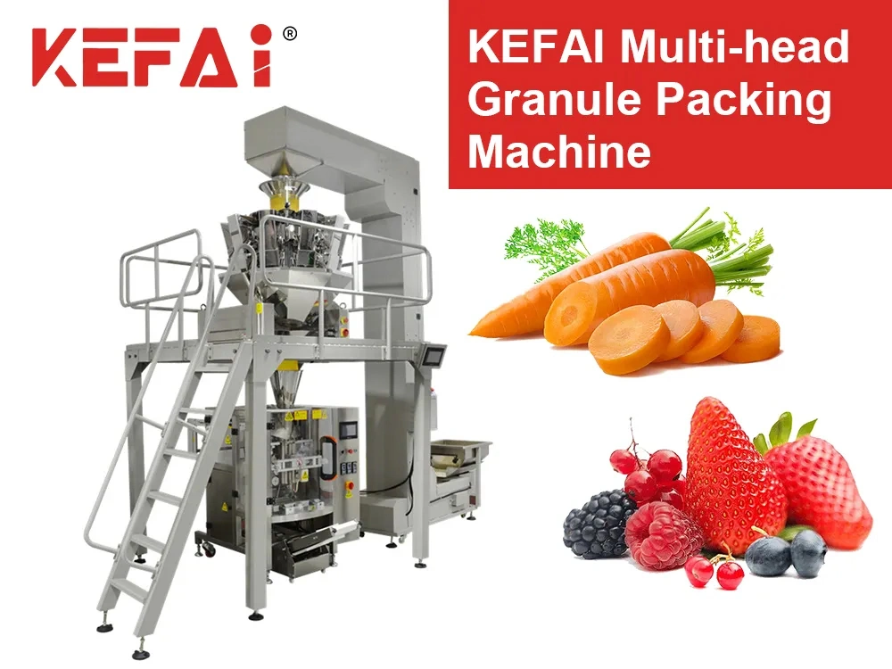 Kefai Automatic Vffs Food Weighing Packing Vacuum Vertical Forming Filling Sealing Peanut Grain Snack Chips Rice Nuts Sugar Granule Pouch Bag Packaging Machine