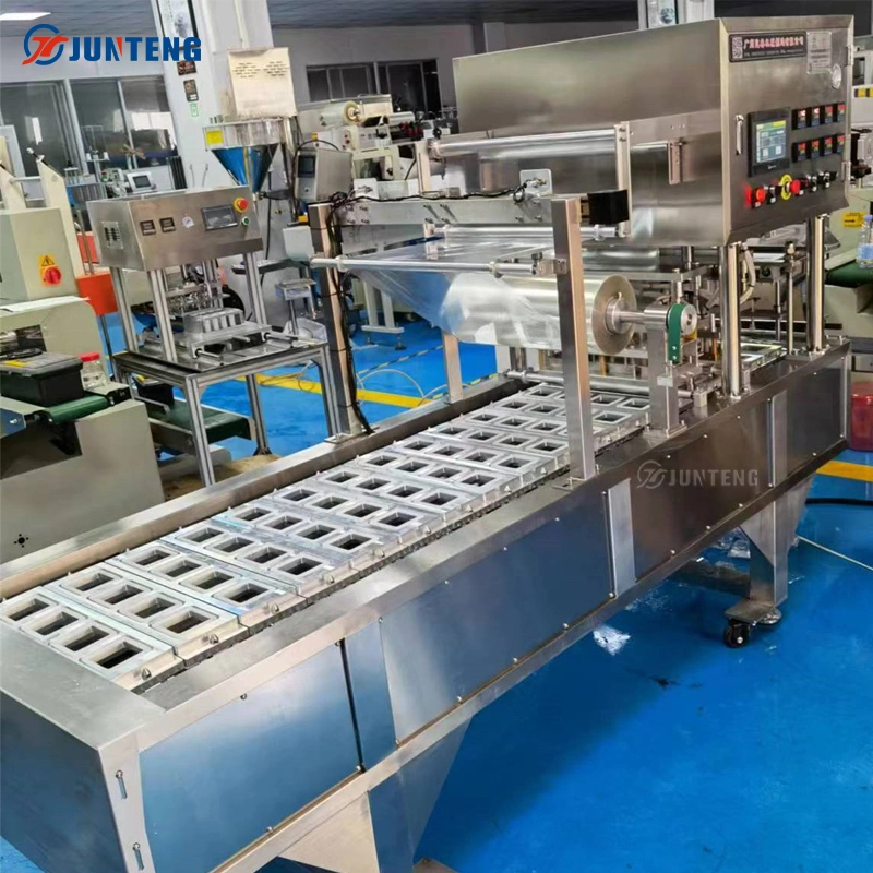 Lunchbox Sandwich Box Vegetable Fruit Packing Film Cut Around Container Heat Seal Linear Type Tray Sealing Machine