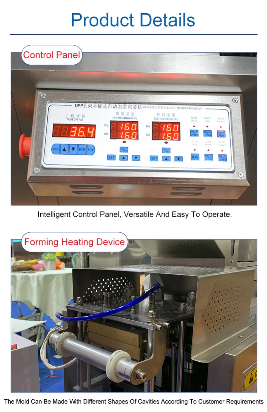 Dpp-260 Automatic Thermoforming Sealing Capsule Candy Ketchup Perfume Jam Chocolat Pill Tablet Capsule Disposable Syringe Automatic Blister Packaging Machine