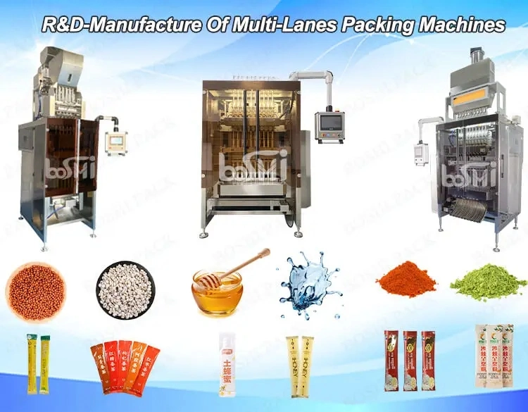 Whole Sale 3 in 1 Small Coffee Stick Pack Packing Machine Multi Lane Granule Ground Coffee Sugar Packaging Machine