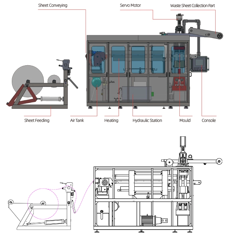 Plastic Disposable Glass Cup/Lid/Cover Thermoforming and Packaging Making Machine for Round Cup