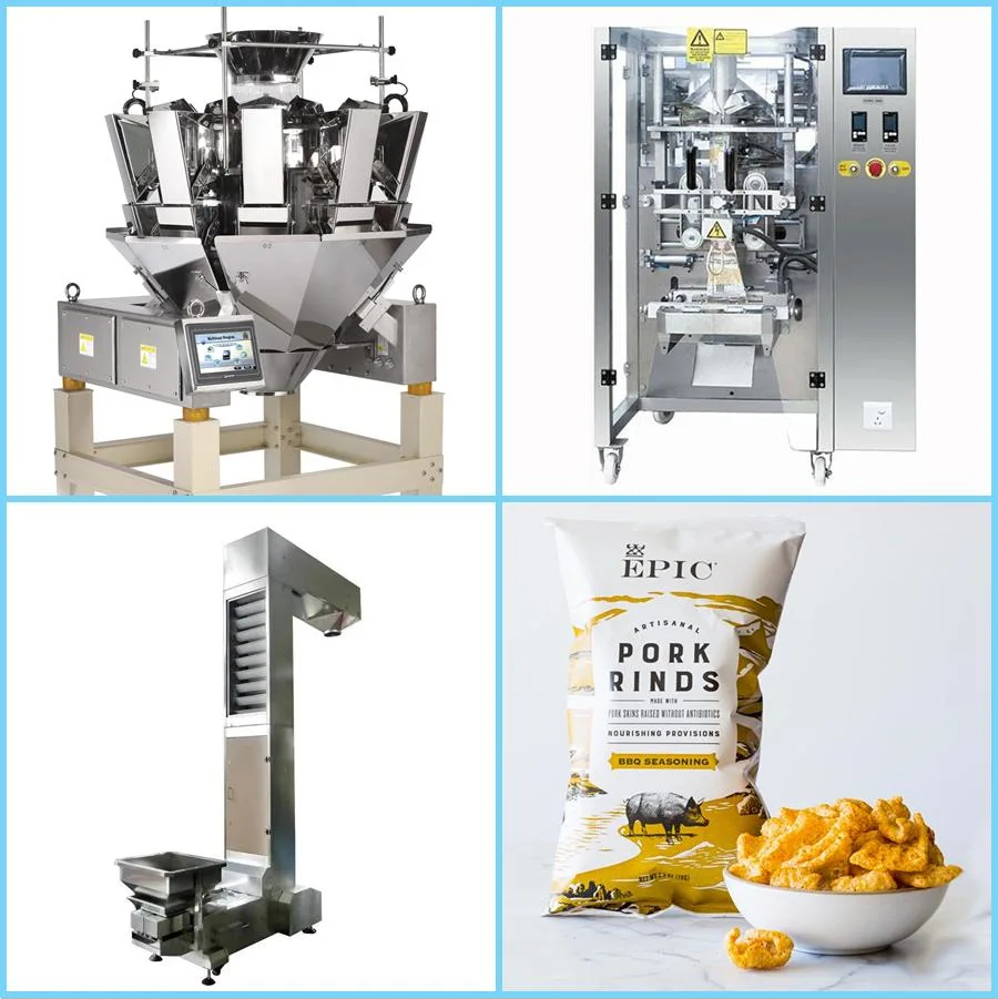 Automatic Plastic Pouch Bag Potato Chips Snack Food Making Packing Machine for Sale with 10 Head Multihead Weigher