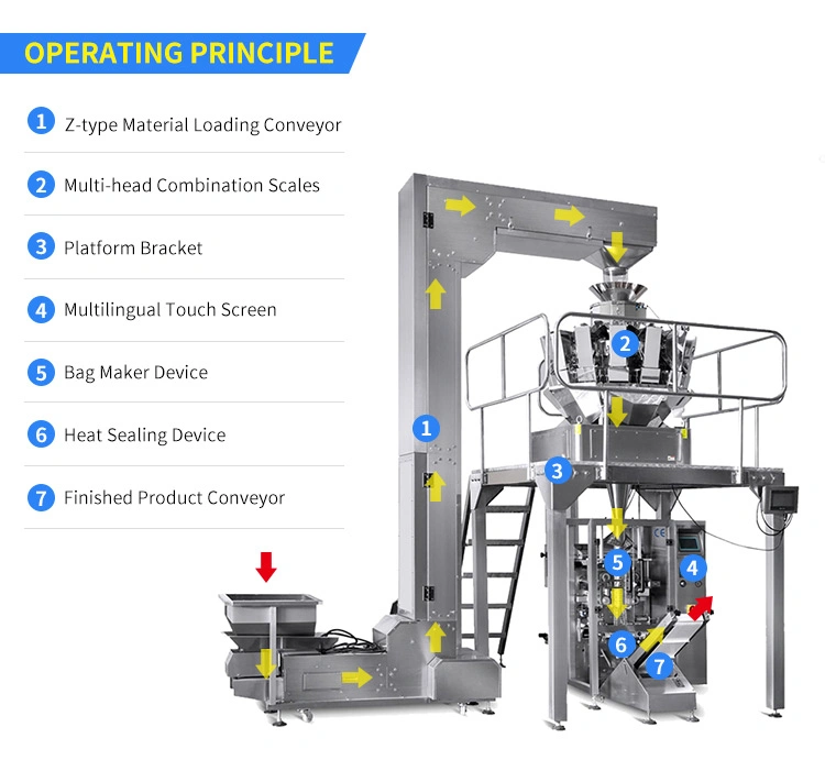 Kl-420CD Automatic 10 Head Multihead Combination Weigher Filling Chicken Cube Gusset Bag Packaging Machine