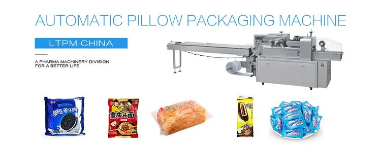 Automatic Food Tray Plastic Container Pillow Wrapper Flow Food Packing Machine