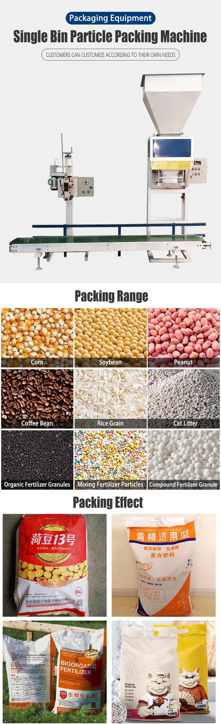 Gate 25kg/Bag Tofu Cat Litter Packaging Machine Granular Packaging Machine Materials