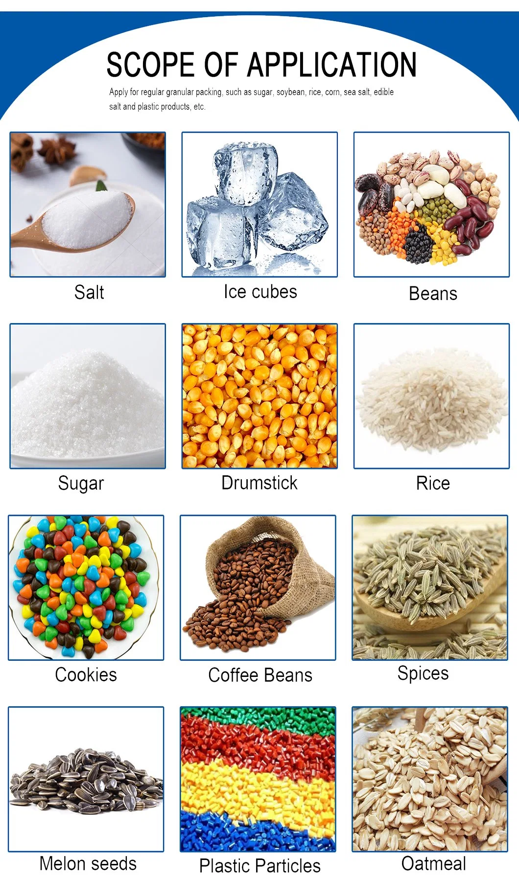 1kg Particle Corn Flakes Salt Rice Beans Sugar Packing Machine