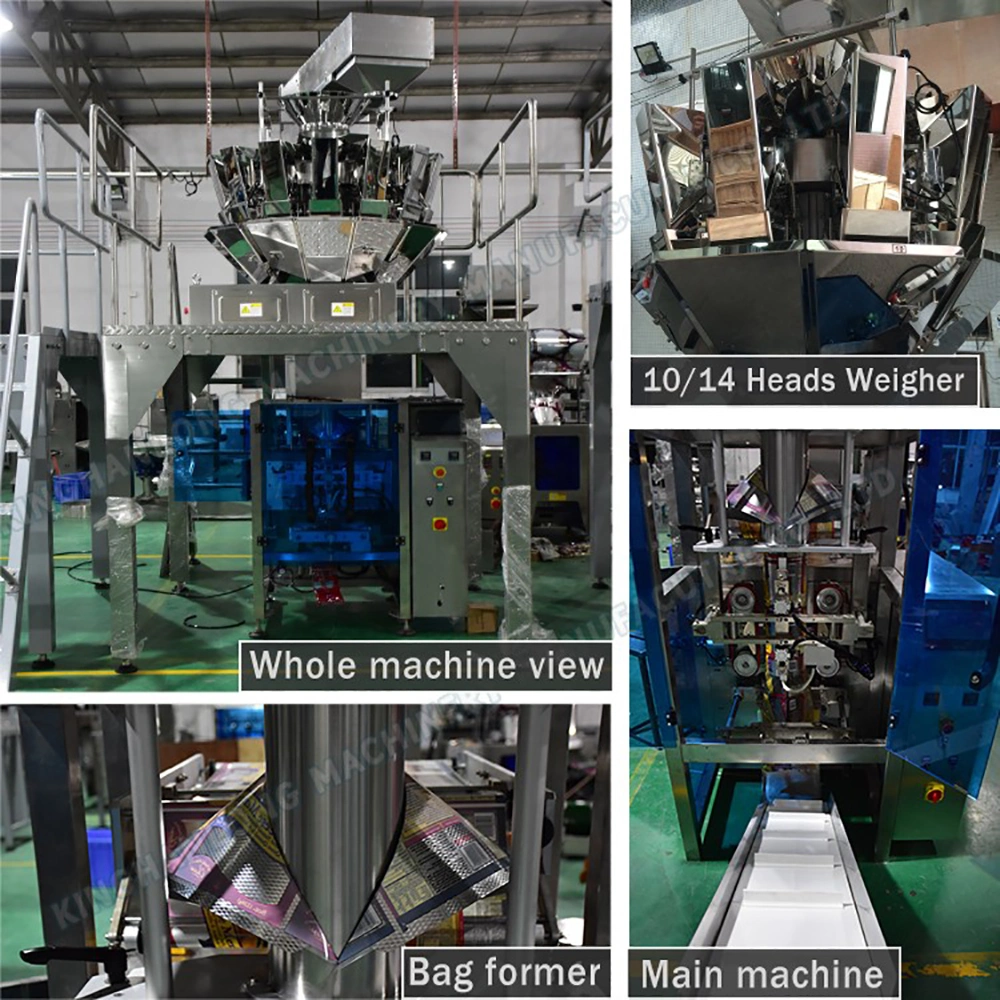 Automatic Vertical Prawn Crackers/Potato Chips/Popcorn/Vegetables/Dried Fruit/Meatball/Food Pouch Nitrogen Form Fill Seal Flow Packaging Packing Filling Machine