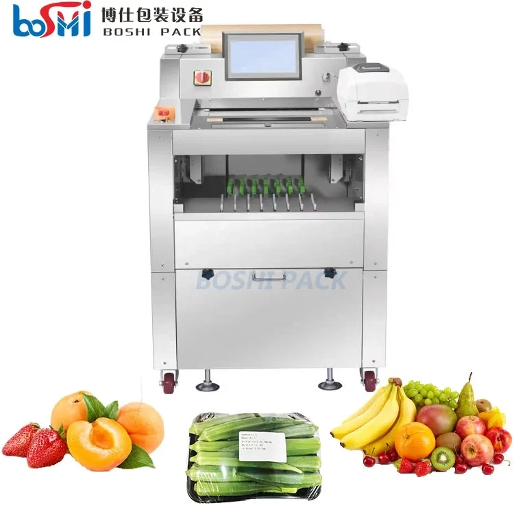 Fruit Punnet Citrus Packing Machinery Onion Mushroom Pepper Paper Frozen Meat Ready to Eat Food Cling Film Packaging Machine