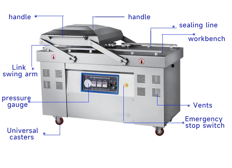 Stainless Steel Single Chamber Four Seal Roast Chicken Rice Sausage Vacuum Packaging Machine