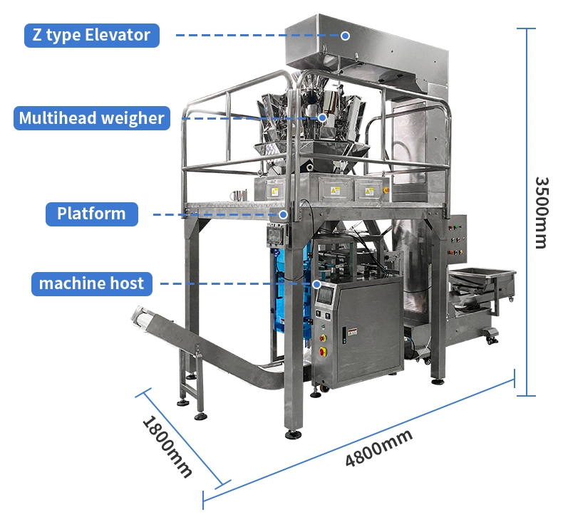 Automatic Multihead Weigher Food Packing Machine for Snack Chips Rice Coffee Beans Packaging Machine Pet Dog Food Wet Noodles Packing Machine