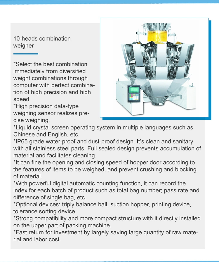 Automatic Premade Bag Pouch Filling Machine Combination 10 14 Head Multihead Weigher Nut Popcorn Chip Fruit Snack Food Bagging Packaging Filling Machine