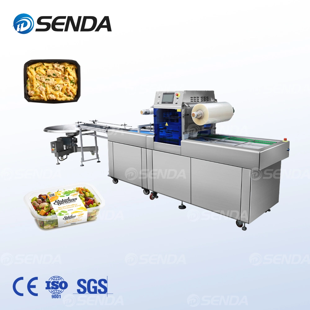 Automatic Continuous Modified Atmosphere Packaging Tray Sealing Machine for Healthy Caesar Salad