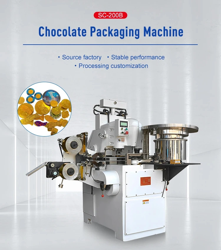 Fully Automatic Flow Gold Coin Chocolate Food Packaging Machinery for Small Business