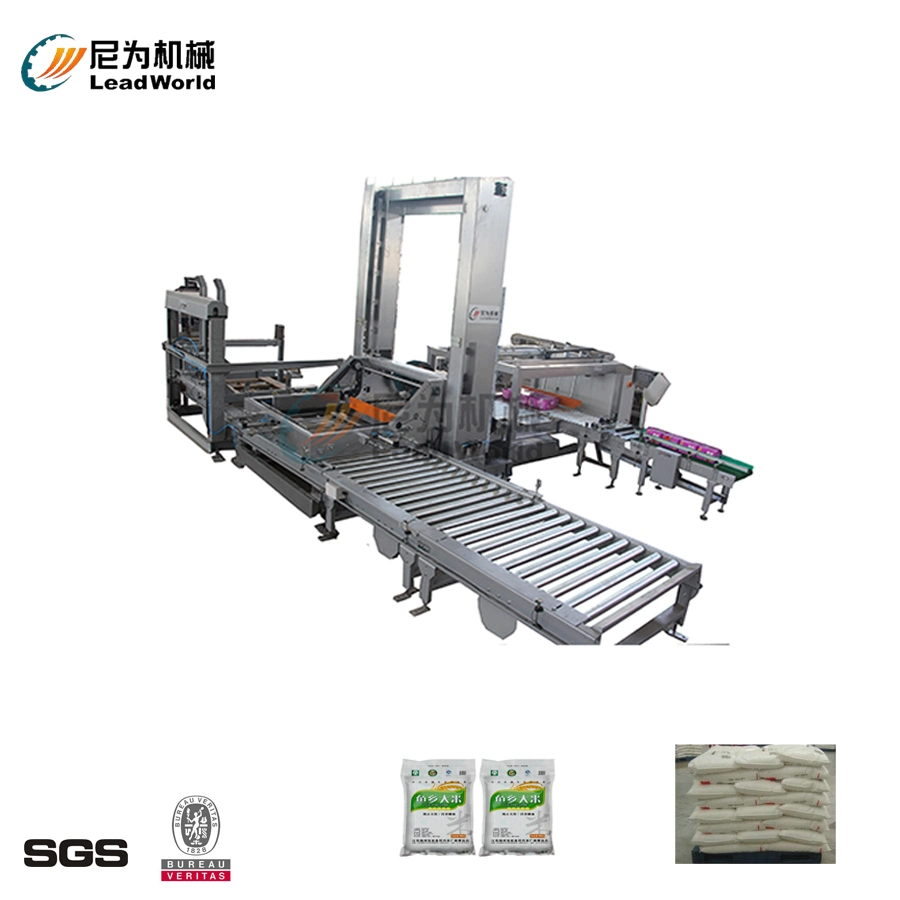 Full Automatic Flour Rice Chicken Feed Fertilizer Chemical Material Pet Food Bag Gantry Stacking Machine