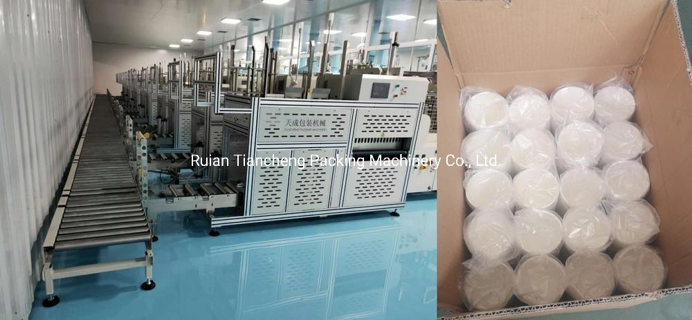 Fully-Automatic Plastic Paper Tray Food Container Lunch Box Packing Machine and Case Machine Box Tape Sealing Machine