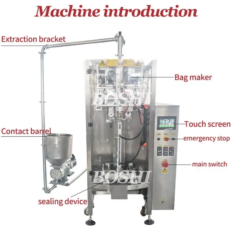 Automatic Butter Drink Corn Syrup Vffs Vertical Form Fill Seal Packaging Machine Date Paste Small Sachet Packing Machine