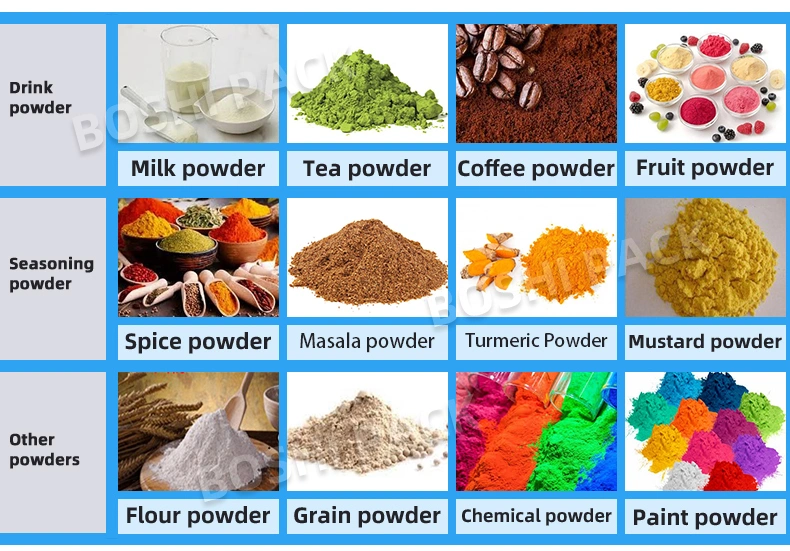 Vertical Vegetable Bean Almond Powder Packaging Machine Turmeric Chilli Curry Masala Seasoning Spices Fruit Milk Coffee Powder Packing Machine