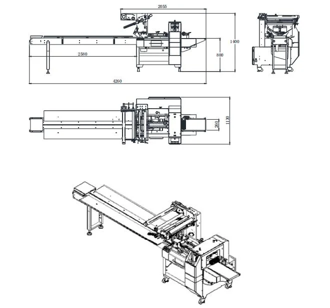 Automatic Horizontal Food Hamburger Snacks Flow Wrapping Packaging Packing Machine Stonebaked Turkish Rolls