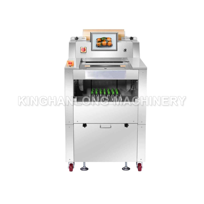 Cling Film Cantaloupe / Cauliflower Stretch Film Wrapper Machine/ Food Tray Form Fill Seal Wrapping Flow Packaging Packing Filling Sealing Machine