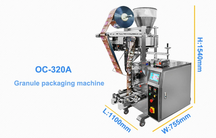 Oc-320A Fully Automatic Vertical Black Bean Rock Sugar and Various Condiments Back-Sealing Bag Packaging Machine