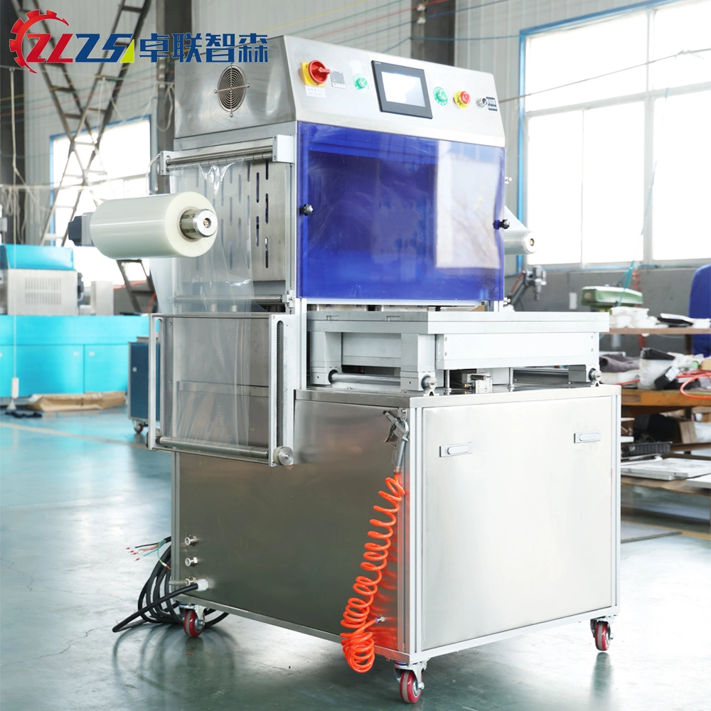 Zlzsen Modified Atmosphere Tray Sealer Meat Vacuum Gas Filling Ready Meal Cooked Food Tray Sealing Machine Map Packaging Machine