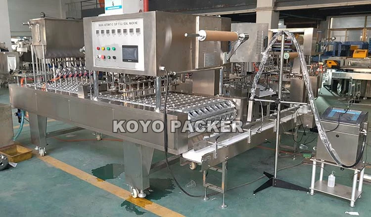 Fully Automatic Yogurt Ketchup Sauce Jam Fruit Juice Milk Small Four Paper Plastic Cups Filling Thermoforming Sealing Machines