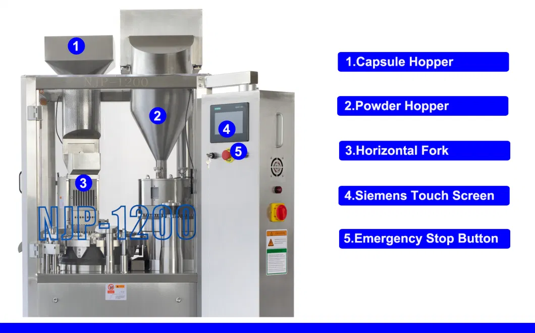 HPMC/Gelatin/Halal/Vegetarian/Hollow/Pullulan/Empty/Hard/Vegetable/Clear Capsules Filling Packing Machine/Encapsulation Machine (NJP-1200)