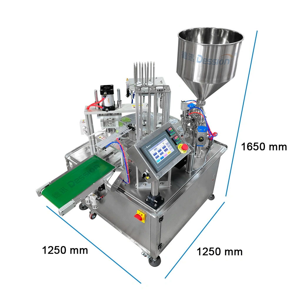 Small Automatic Honey Spoon/Ketchup/Sauce/Oil/Liquid/Lotion/Shampoo/Jelly/Liquid Soap/Juice/Tomato Paste Food Cup Packaging Packing Filling Sealing Machine