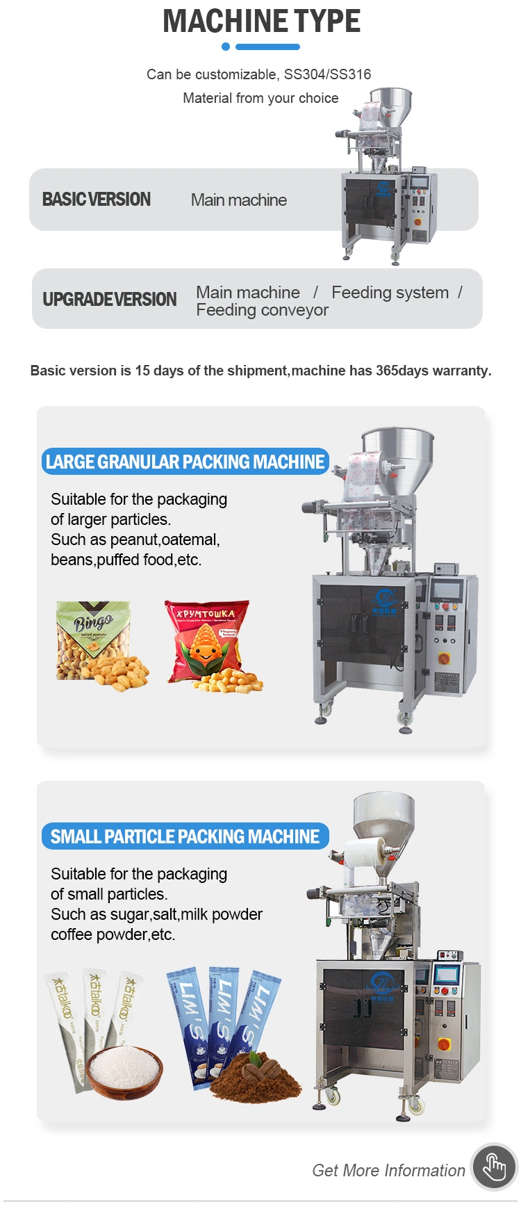 Custom Automatic Wood Pellets Biscuit Sugar Gummy Candy Dried Friuits Beans Pet Food Packaging Sunflower Seeds Snack Plastic Bag Filling Peanuts Packing Machine