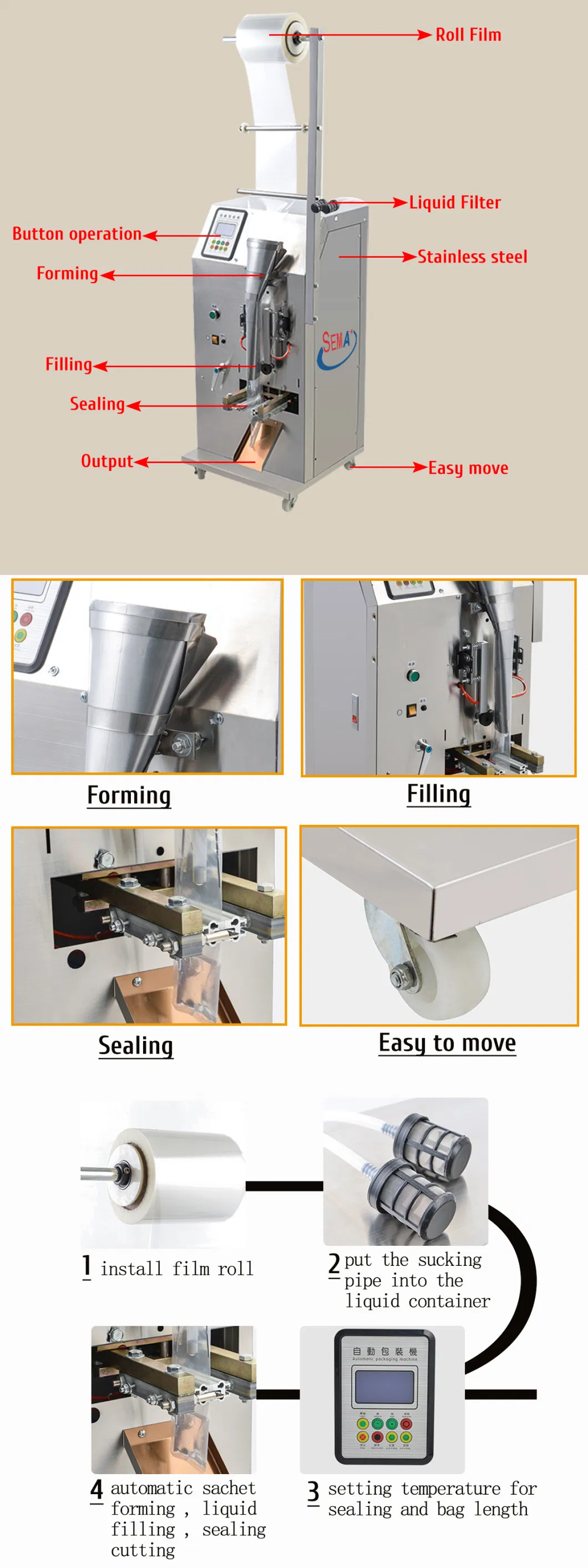 Automatic Ice Lolly Liquid Packaging Filling Sealing Machine