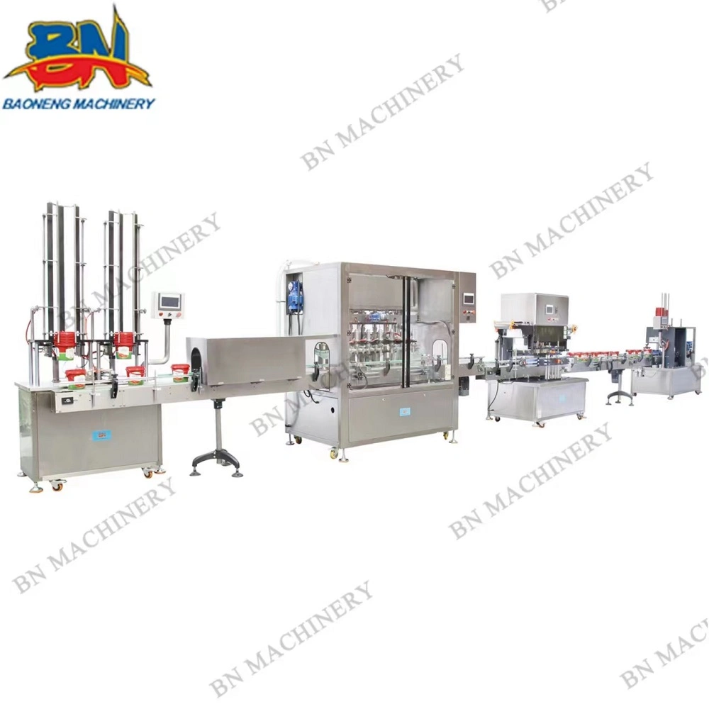 Automatic 6-Nozzle Jam Sauce Paste Mayonnaise Filling Machine with Servo Piston Filling