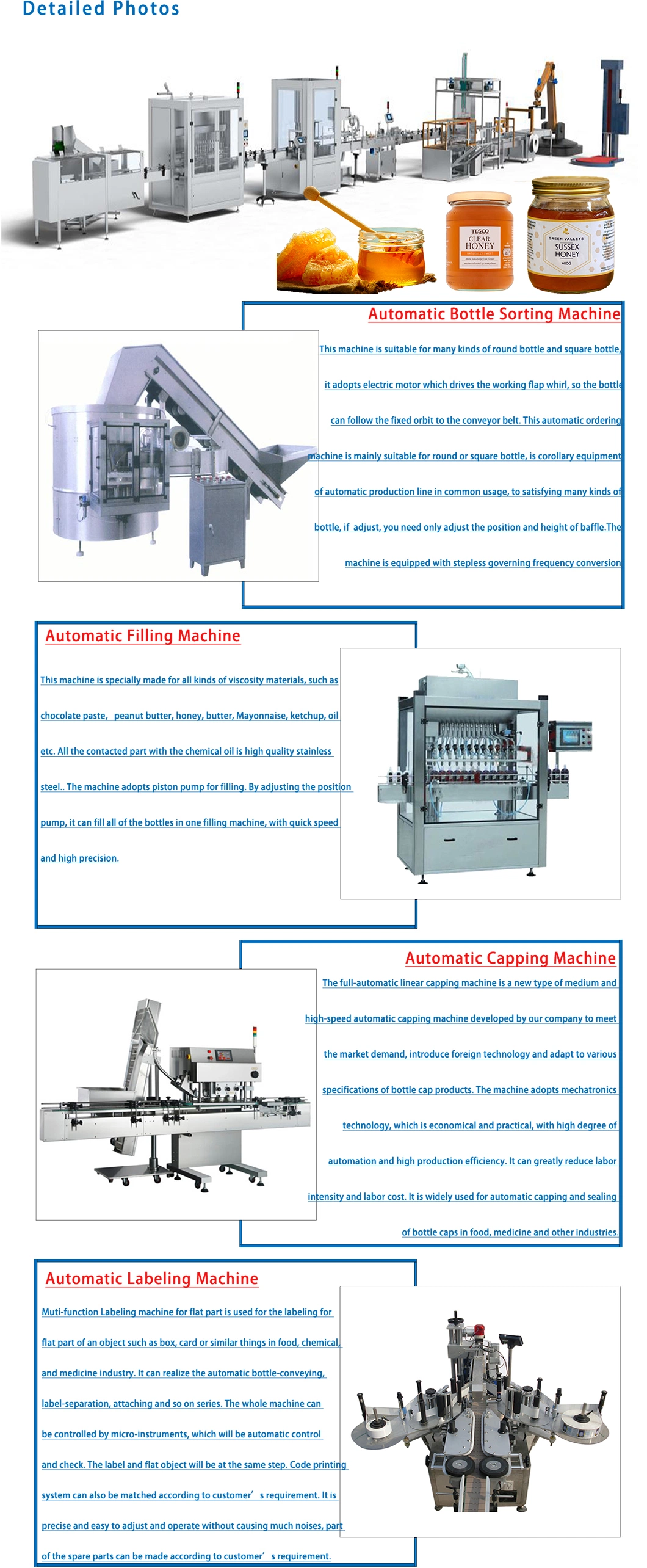 250ml to 1000ml Automatic Hot Sauce Tomato Paste Honey Automatic Filling Capping Labeling Sealing Machine